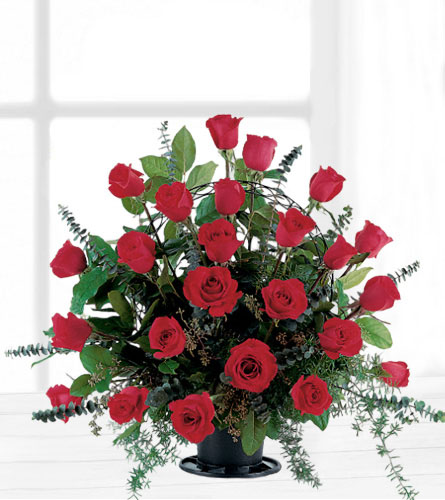 Blooming Red Roses Basket